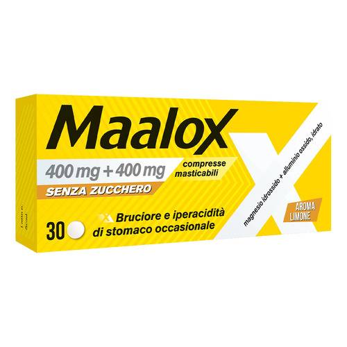 Maalox Senza Zucchero 400 mg + 400 mg - 30 Compresse Masticabili
